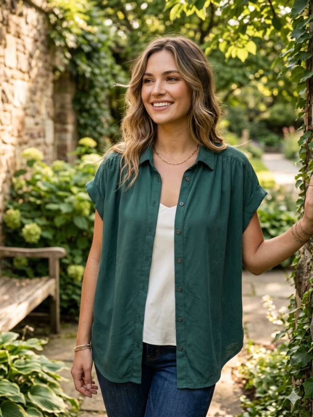 CES FEMME Modal Blouse In Green